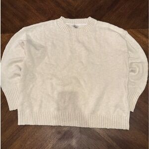 LLBean Cream Cotton Crew Neck Pullover Sweater 2X Plus 100% Cotton |W1